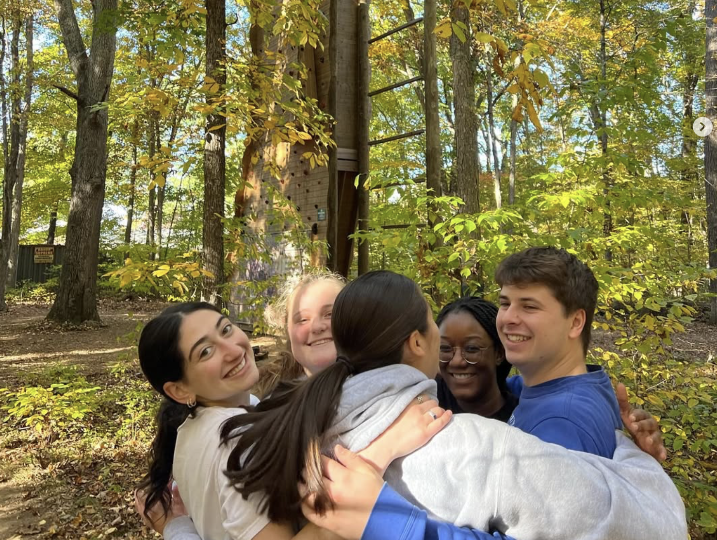 Group of students complete activity at Four Arrows